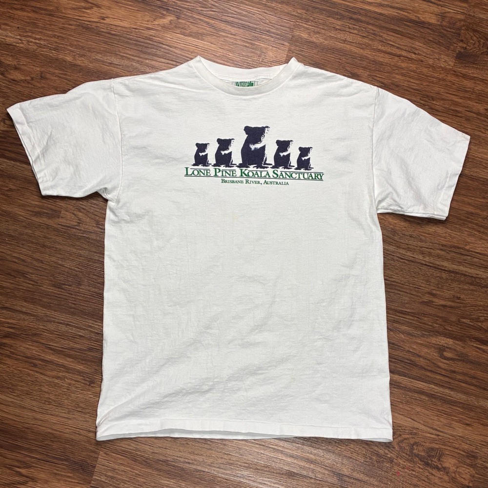 Vintage Lone Pine Koala Sanctuary Brisbane Australia T-Shirt White Large USA